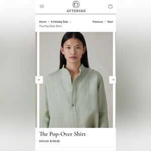 Attersee The Pop-Over Shirt szM Cypress NO LONGER AVAILABLE!!!!